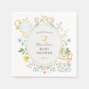 Tid för Tea Baby Shower Whimsical Wildblomma Pappersservett