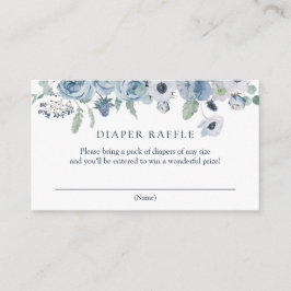Tid för Tea Blue Blommigt Diaper Raffle-inmatnings Tilläggskort