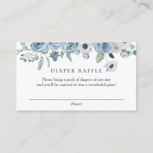 Tid för Tea Blue Blommigt Diaper Raffle-inmatnings Tilläggskort