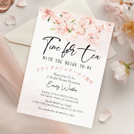 Tid för Tea Bridal Shower Sakura Rosa Blommig Inbjudningar