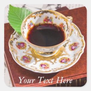 Tid för Tea Design Fyrkantigt Klistermärke