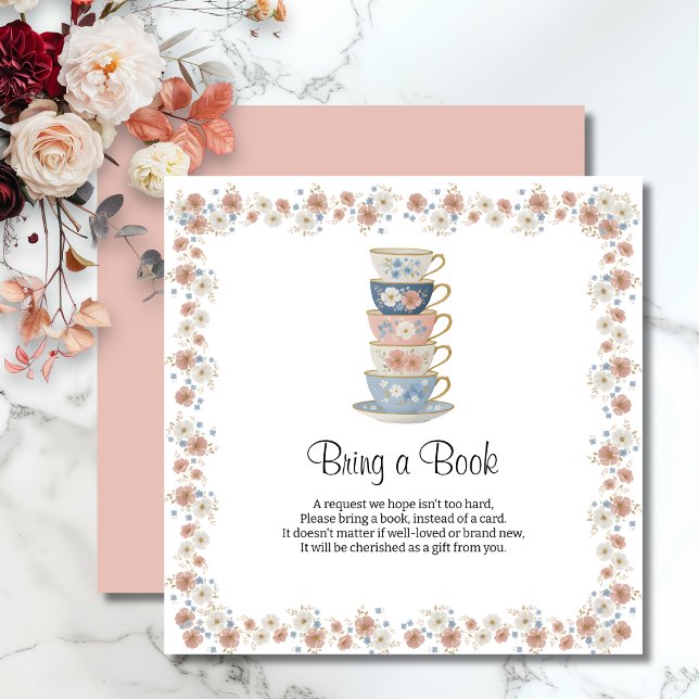 Tid för Tea Floral Bröllopsdusch Bifogad Kort (Skapare uppladdad)