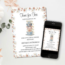 Tid för Tea Floral Bröllopsdusch Inbjudan