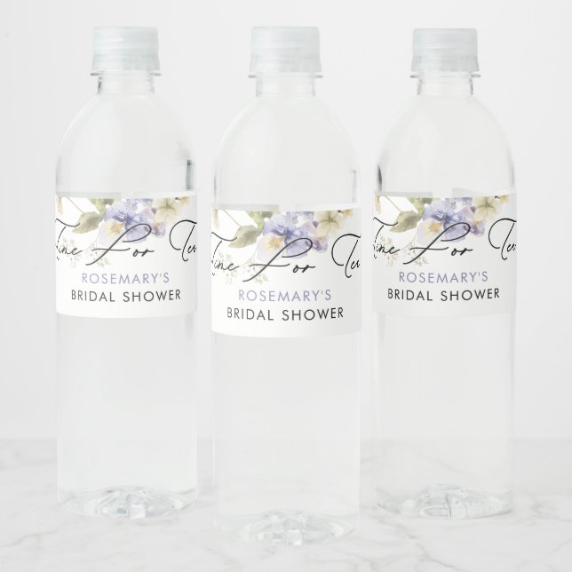Tid för Tea Floral Bröllopsdusch Vattenflaskor Etikett (Flaskor)
