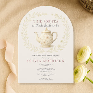 Tid för Tea Floral Wildflower Bröllopsfest Inbjudningar