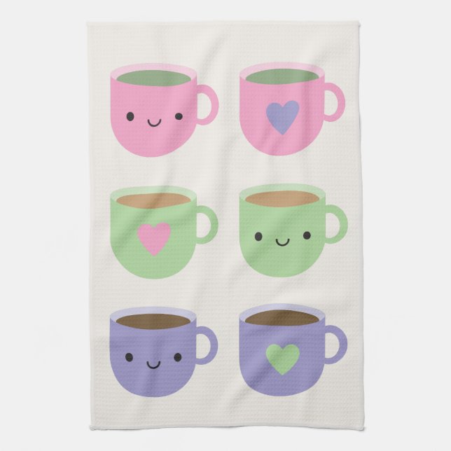 Tid för Tea - Kawaii Kopp i Tea Kökshandduk (Vertikal)
