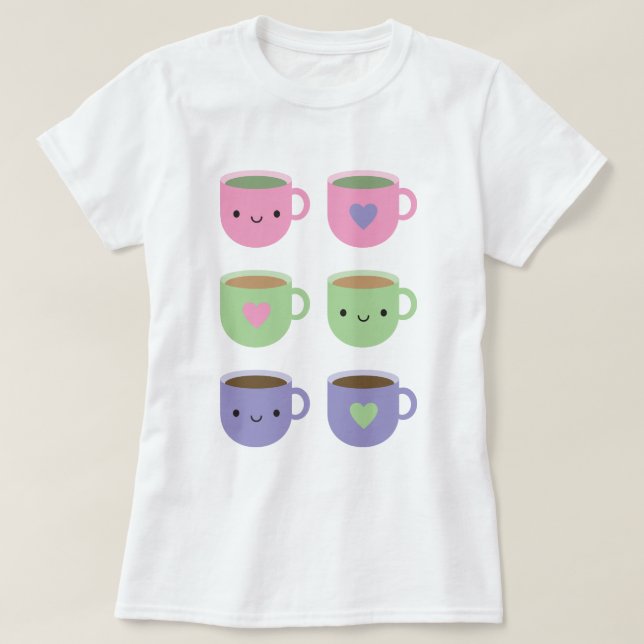 Tid för Tea - Kawaii Kopp i Tea T Shirt (Design framsida)