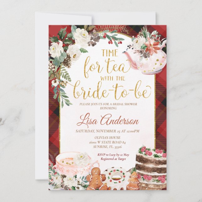 Tid för TeA med Bride som ska läggas Möhippa Inbjudningar (Framsida)