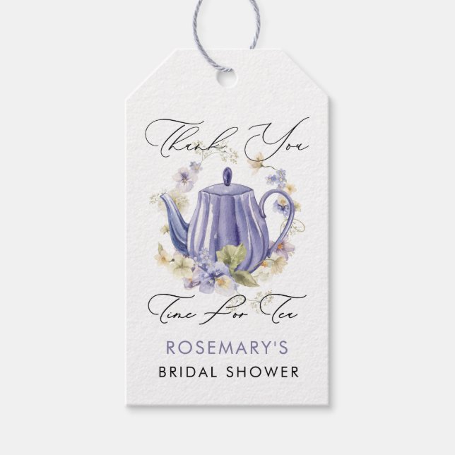 Tid för Tea Purple Tekanna Bröllopsfest  Presentetikett (Framsidan)