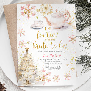 Tid för Tea Rosa jul Guld Möhippa Inbjudningar