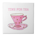 Tid för Tea Rosa Watercolor Tekopp Kakelplatta<br><div class="desc">Dags för teets rosa vattenfärgsdesign tekopp skulle spara yta och se bra ut som en idealisk gåva till tedrickaren i ditt liv. Matchande gåvor och tillbehör för heminredning som finns i lager. Texten är en mall som du kan anpassa till dina behov i kostym.</div>