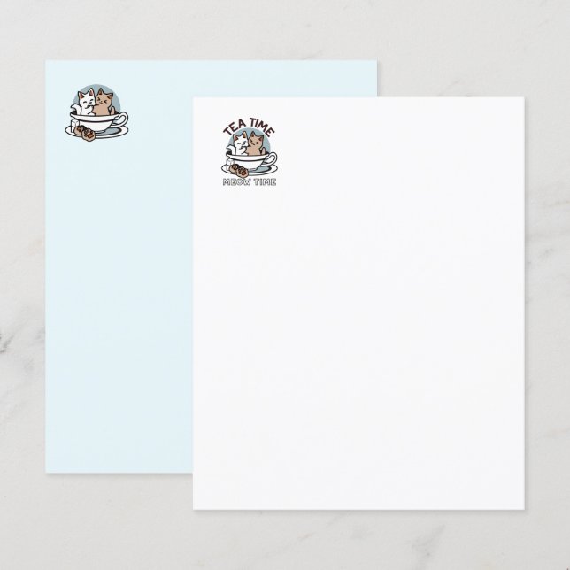 Tid för tea-tid - Cute Cat och Tea Design (Fram/baksida)