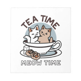 Tid för tea-tid - Cute Cat och Tea Design Anteckningsblock