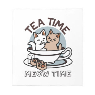 Tid för tea-tid - Cute Cat och Tea Design Anteckningsblock