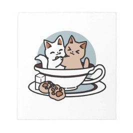 Tid för tea-tid - Cute Cat och Tea Design Anteckningsblock
