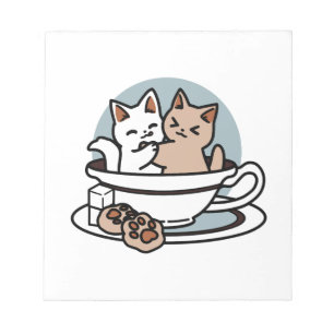 Tid för tea-tid - Cute Cat och Tea Design Anteckningsblock