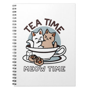 Tid för tea-tid - Cute Cat och Tea Design Anteckningsbok