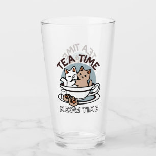 Tid för tea-tid - Cute Cat och Tea Design Glaskopp