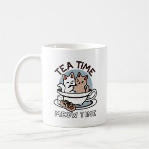 Tid för tea-tid - Cute Cat och Tea Design Kaffemugg