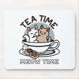Tid för tea-tid - Cute Cat och Tea Design Musmatta