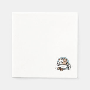 Tid för tea-tid - Cute Cat och Tea Design Pappersservett