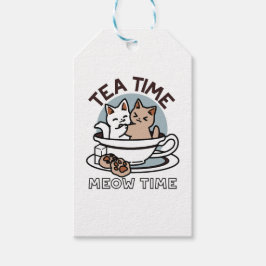 Tid för tea-tid - Cute Cat och Tea Design Presentetikett