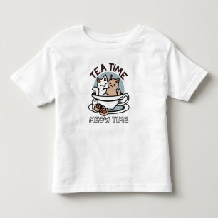 Tid för tea-tid - Cute Cat och Tea Design T Shirt