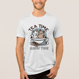 Tid för tea-tid - Cute Cat och Tea Design T Shirt
