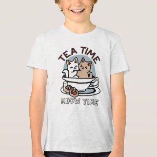 Tid för tea-tid - Cute Cat och Tea Design T Shirt