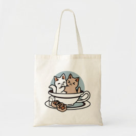 Tid för tea-tid - Cute Cat och Tea Design Tygkasse