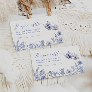 Tid för tea Toile Baby Shower Diaper Raffle Tilläggskort