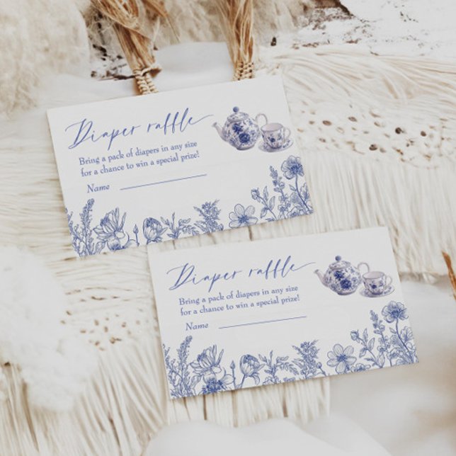 Tid för tea Toile Baby Shower Diaper Raffle Tilläggskort (Skapare uppladdad)