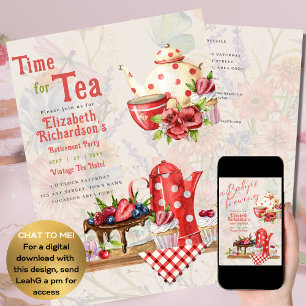 Tid för Tea Vintage Tea Party Pension Retro Flygblad