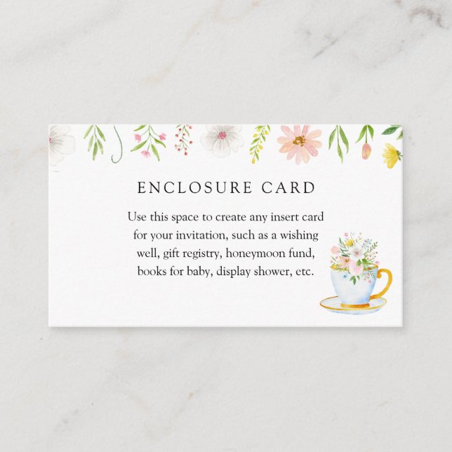 Tid för Tea Whimsical Wildflower Enclosure Card Tilläggskort (Framsida)