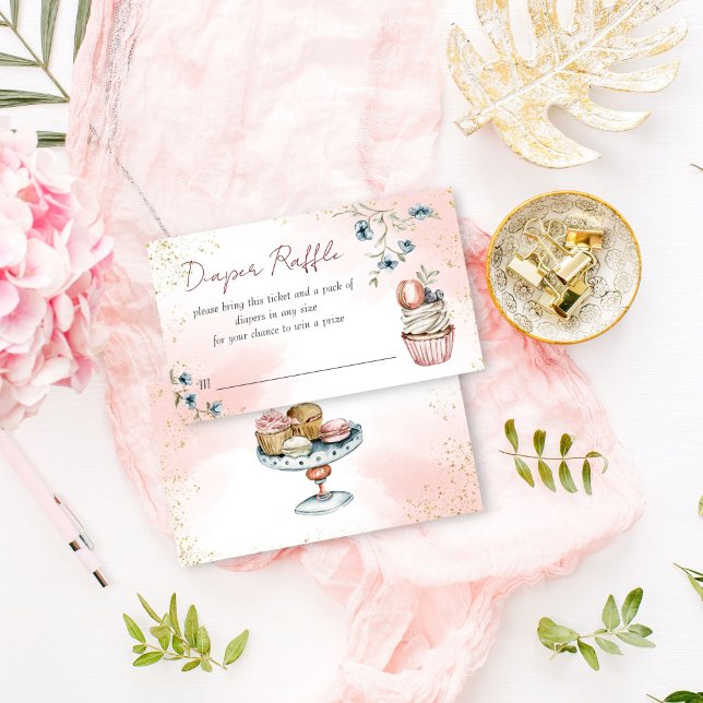 Tid för tebabyduschdiskare - raffel tilläggskort (Time for tea baby shower diaper raffle enclosure card baby is brewing raffle tickets)
