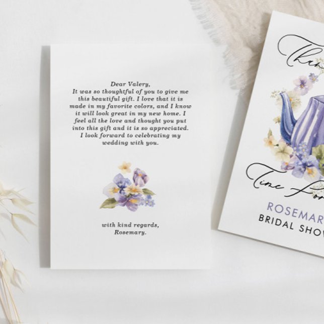 Tid för Tekväll Vattenfärg Blommig Bröllopsfest  Tack Kort (Skapare uppladdad)