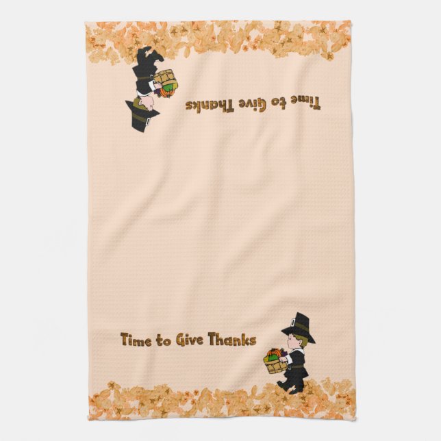 Tid för Thanksgiving Pilgrim Towels Kökshandduk (Vertikal)