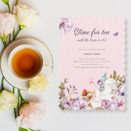 Tid för vattenfärgsblomma i Tea Party Möhippa Inbjudningar
