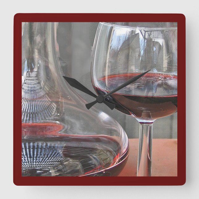 Tid för Vin-klockan Fyrkantig Klocka (Framsida)