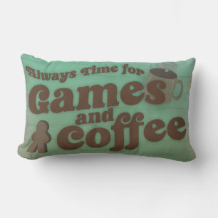 Tid för Vintage av konst för kaffe- och spelkonst Lumbarkudde