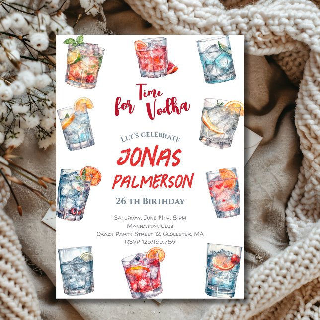 Tid för vodka, vuxna födelsedagsfest inbjudan (Skapare uppladdad)