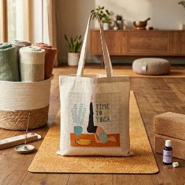Tid för yoga söt illustrerad totebag tygkasse