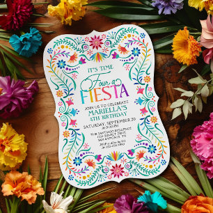 Tid fyra A Fiesta 4e födelsedagen Inbjudningar