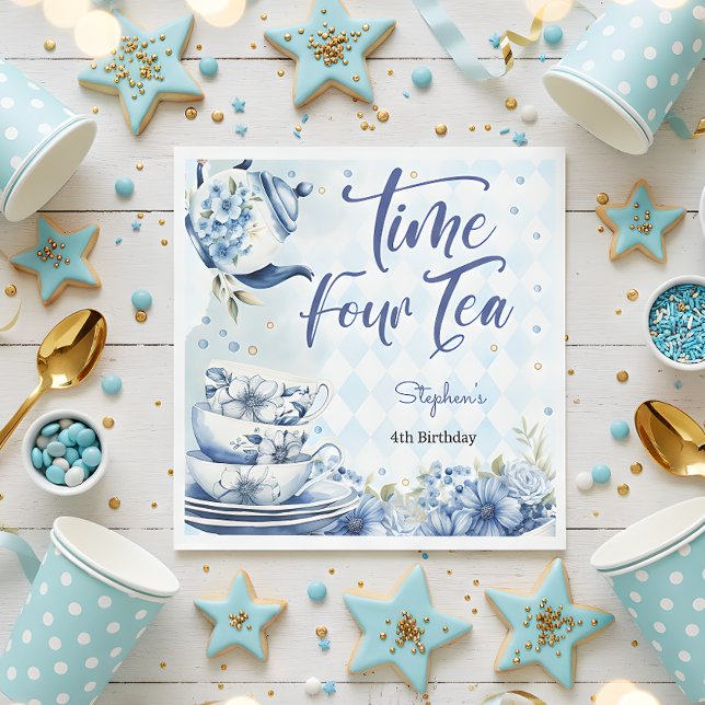 Tid fyra te, fjärde födelsedag för barn pappersservett (Skapare uppladdad)