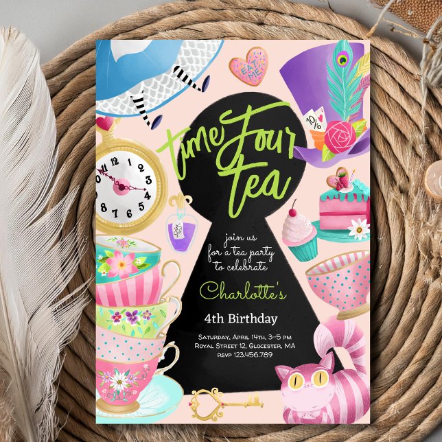 Tid fyra te, födelsedag inbjudningar (Skapare uppladdad)