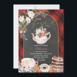 Tid fyra Tea-Blommigten i Party, 4e födelsedagen Inbjudningar<br><div class="desc">Tidpunkt 4 4e födelsedagen-julinbjuden Party-Blommigt--Elegant,  vinterjulafton Tea Party Red & Black Play Tekanna Kakes Inbjudan</div>