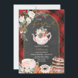Tid fyra Tea-Blommigten i Party, 4e födelsedagen Inbjudningar<br><div class="desc">Tidpunkt 4 4e födelsedagen-julinbjuden Party-Blommigt--Elegant,  vinterjulafton Tea Party Red & Black Play Tekanna Kakes Inbjudan</div>