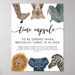 Tid - kapsel-tecken Boy Safari Födelsedagsfest Poster
