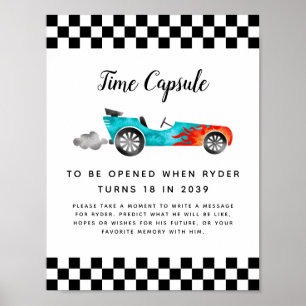 Tid - kapsel-tecken Boy Tävling Car Födelsedagsf Poster