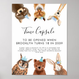 Tid - kapsel-tecken | Boy Woodland Födelsedagsfest Poster